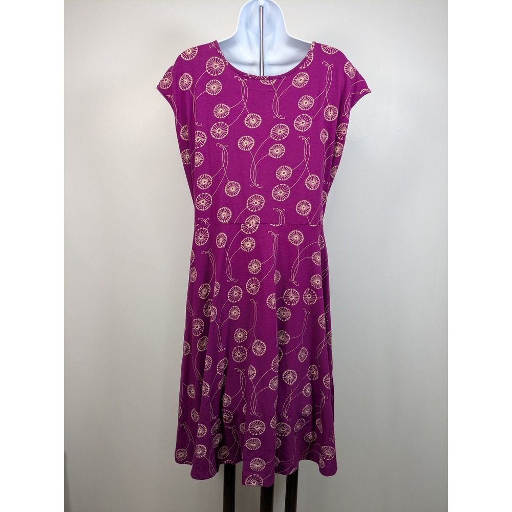 Effie's Heart Magenta Dandelion Print Fit & Flare Dress XLCotton Spandex - Picture 3 of 11